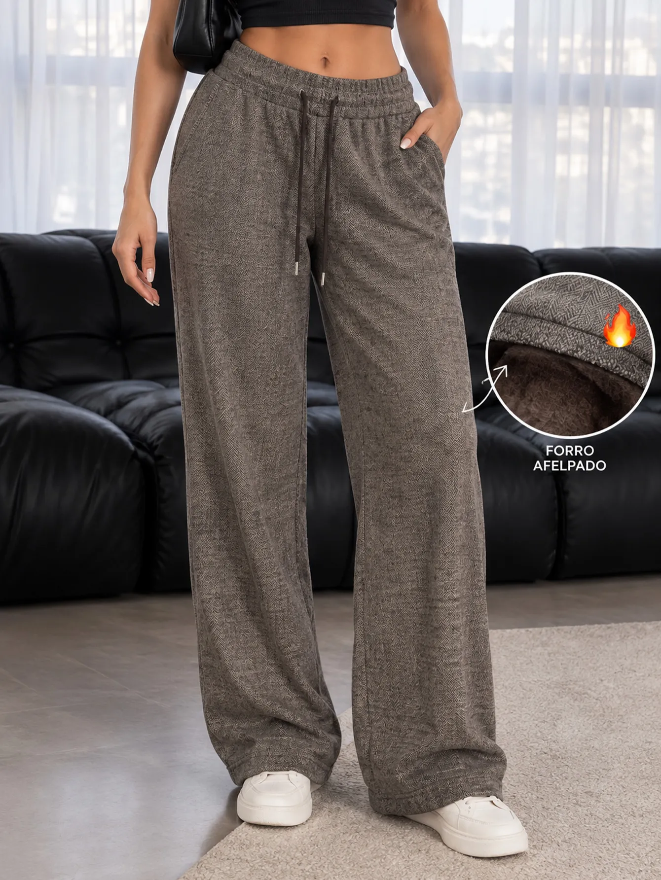 AD2650 Pantalón jaspeado con forro polar ligero 15654